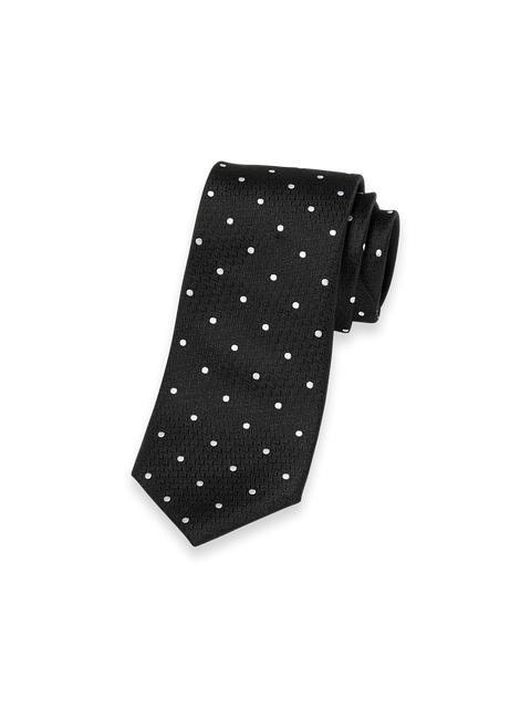 Dot Woven Silk Tie - Black Product Image