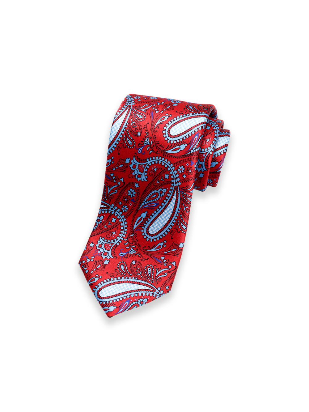 Paisley Printed Italian Silk Tie - Red Product Image