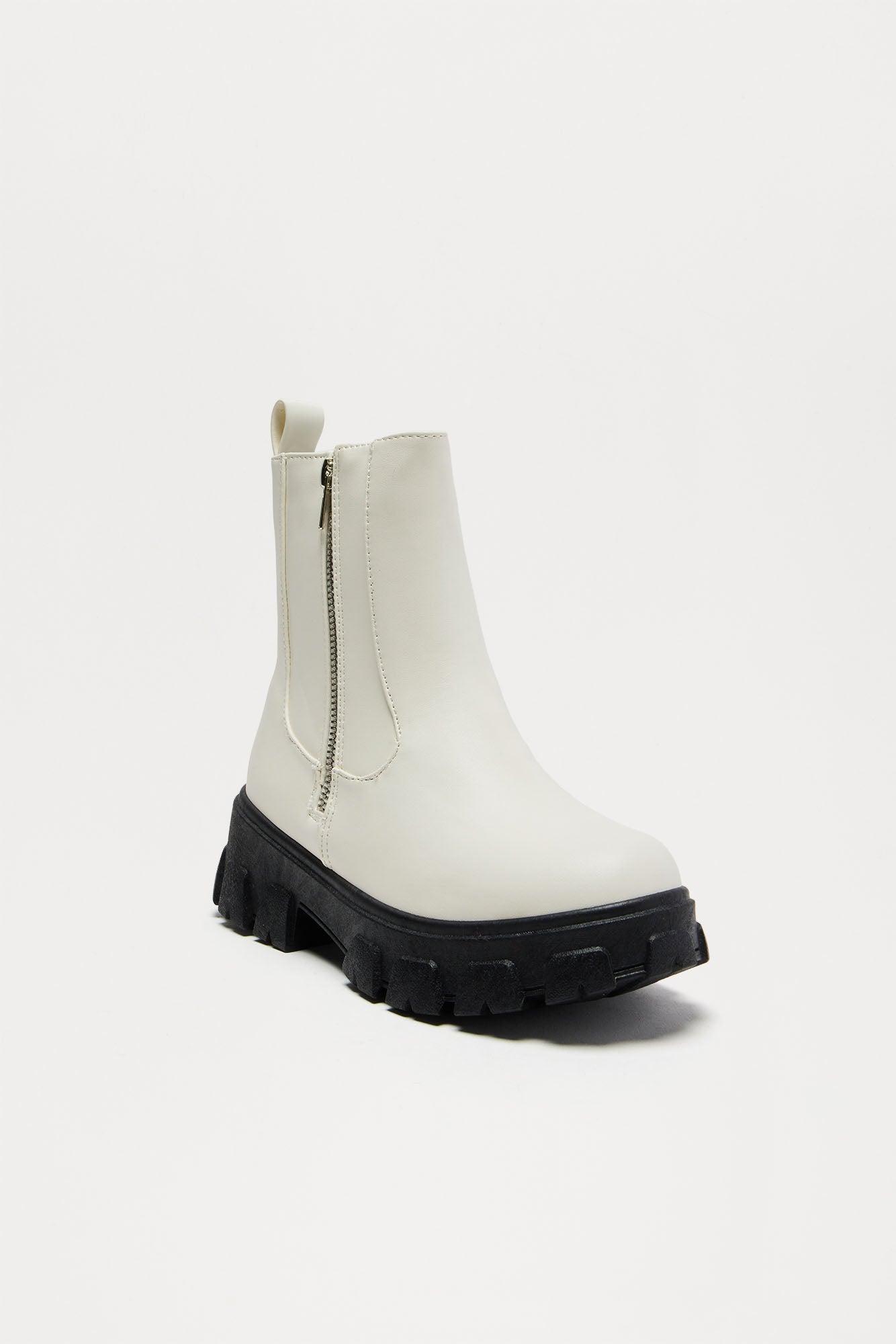 Huxley Zipper Booties - White Product Image