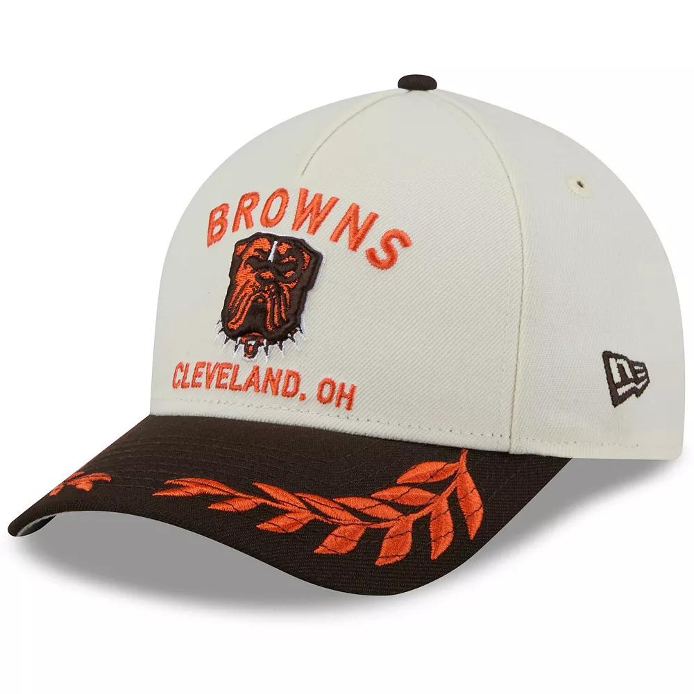 Men's New Era Cream/Brown Cleveland Browns 2025 NFL Draft 9FORTY A-Frame M-Crown Adjustable Hat, Beige Product Image