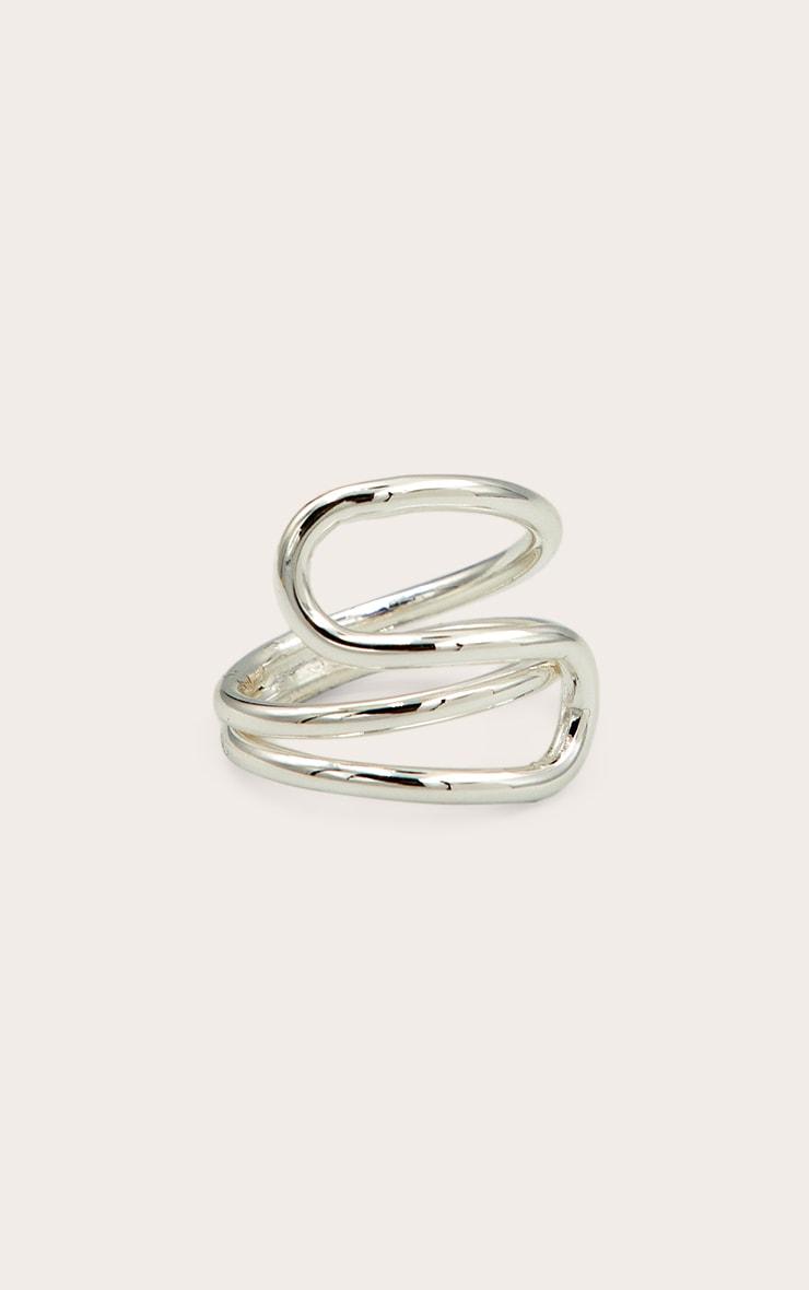 Silver Smooth Abstract Layered Swirl Ring Product Image