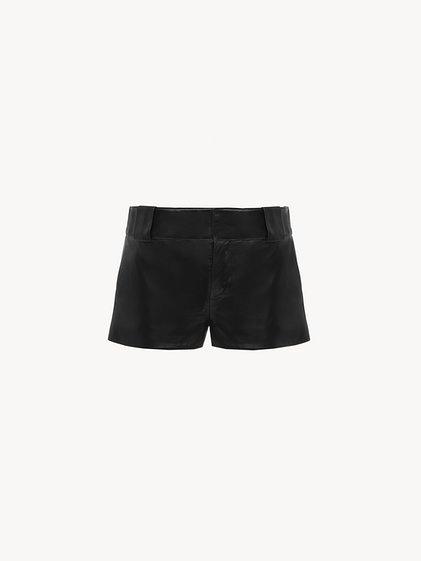 Tailored mini shorts in soft nappa leather Product Image