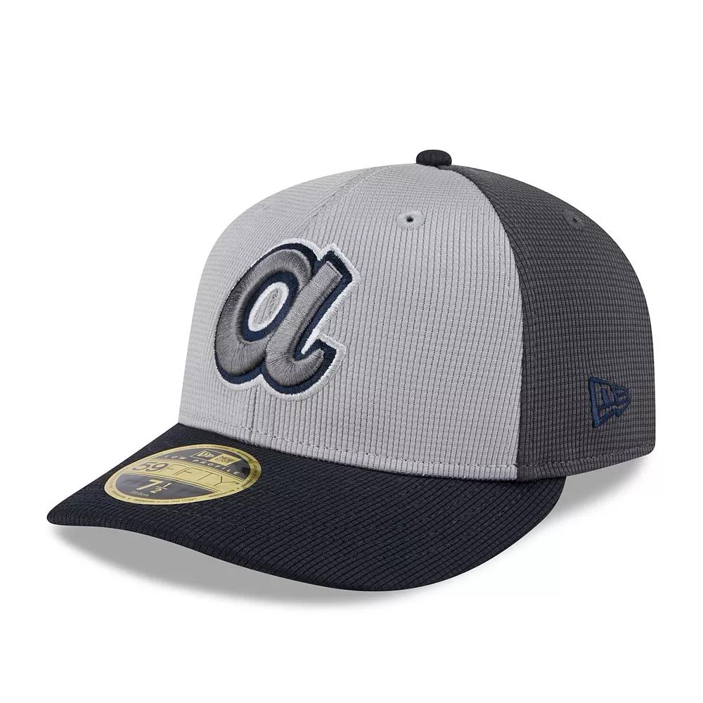 Men's New Era  Gray/Navy Atlanta Braves 2025 Batting Practice Low Profile 59FIFTY Fitted Hat, Size: 7 1/8, Grey Product Image