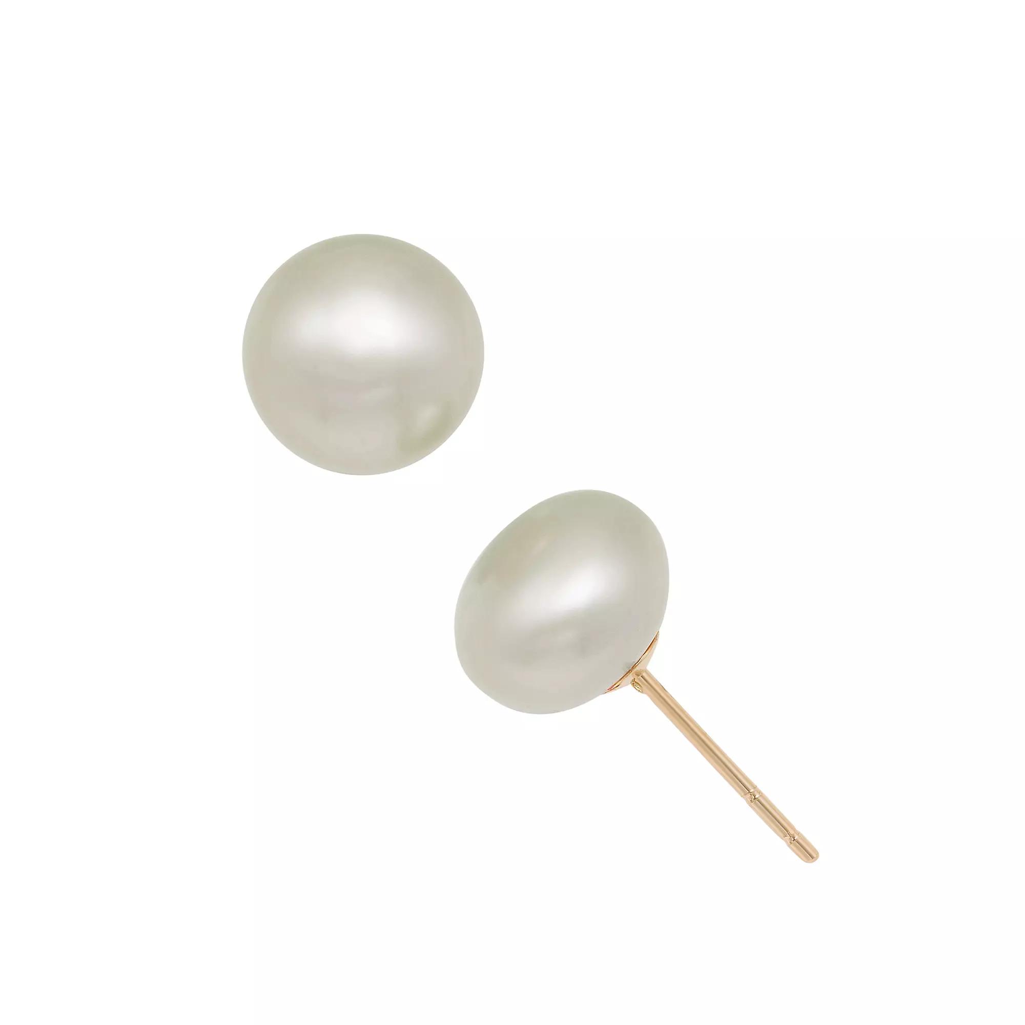 10k Gold 8mm Freshwater Cultured Pearl Earrings, Women's Product Image