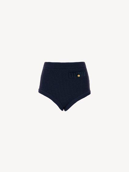 High-waisted mini shorts in wool & cashmere Product Image