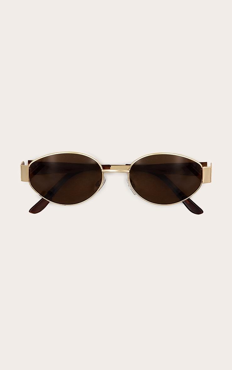 Gold Slim Round Sunglasses Product Image