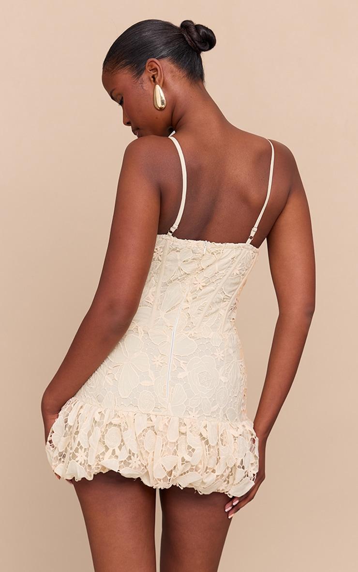 Butter Yellow Floral Cup Detail Extreme Puffball Hem Dress Product Image