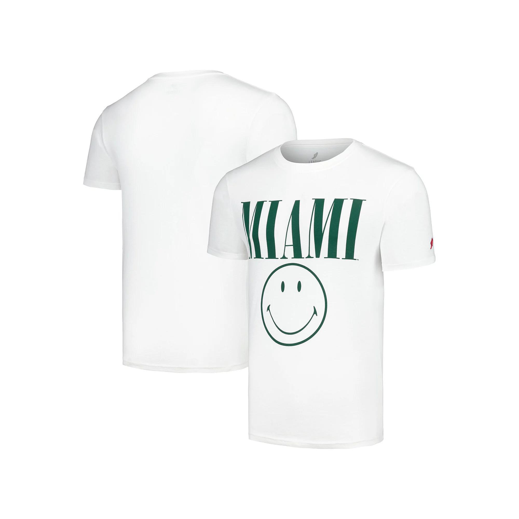Men's League Collegiate Wear White Miami Hurricanes Smiley All American T-Shirt,  Product Image