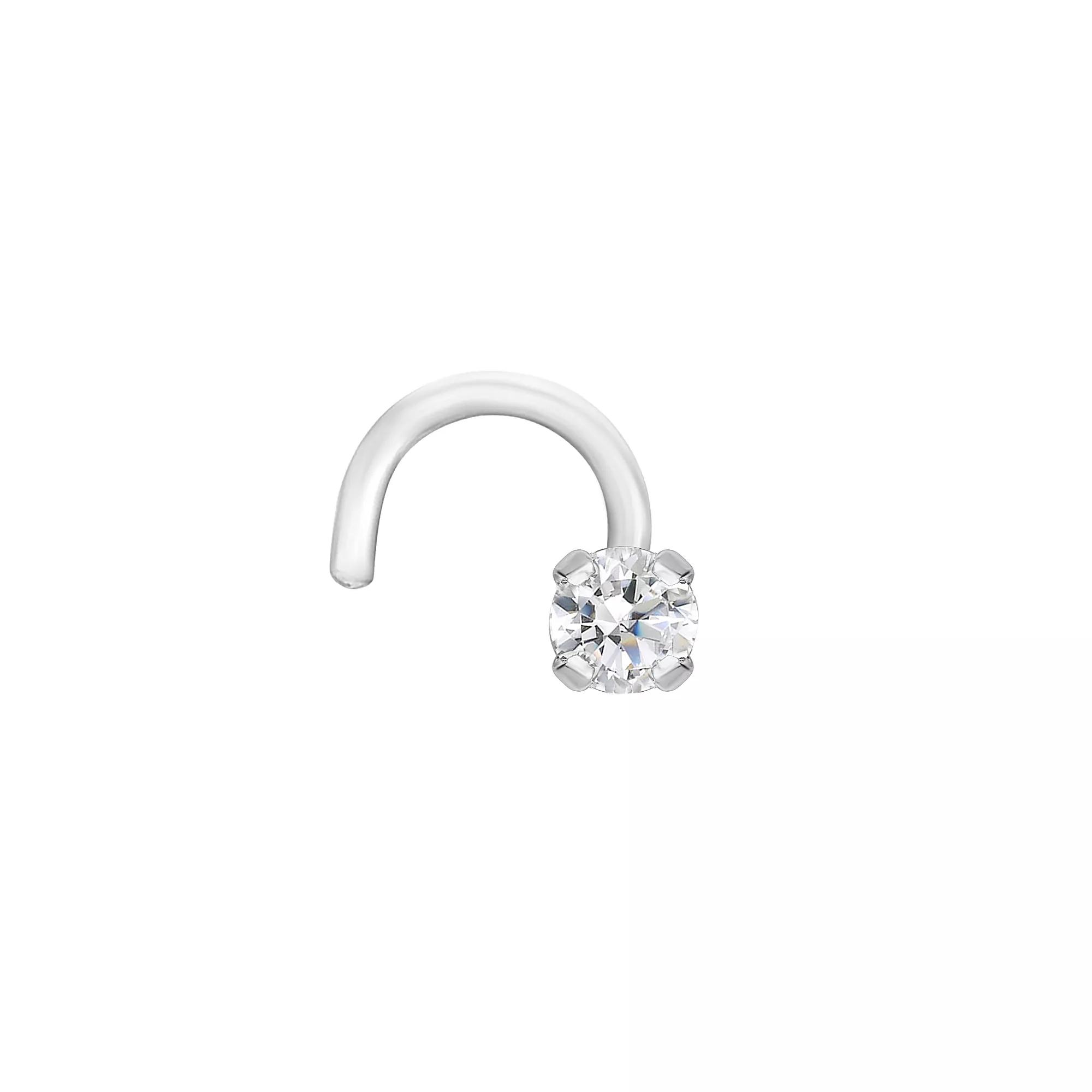 Lila Moon 14k Gold Lab Grown Diamond Accent Curved Nose Ring, Women's, 14k White Gold Product Image