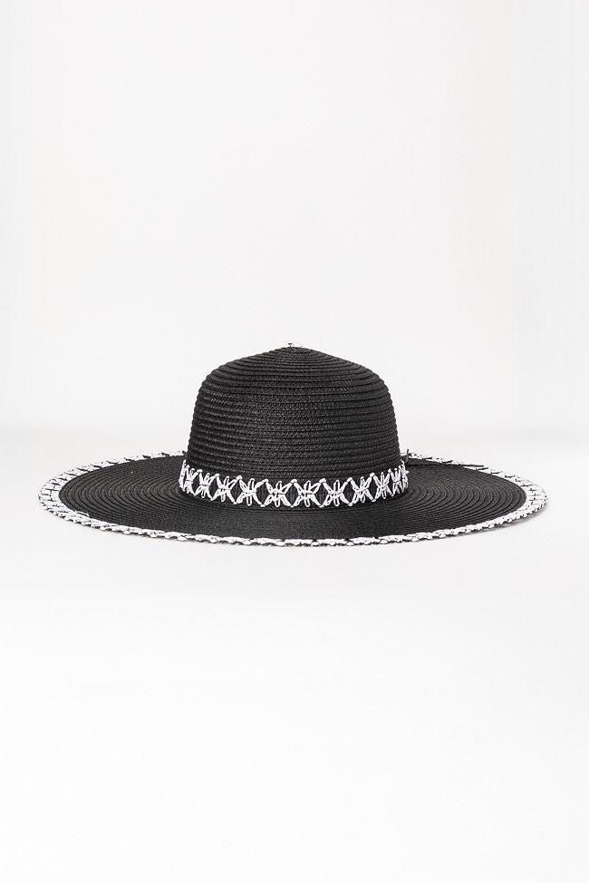 Black Stitch Brim Straw Hat FINAL SALE Product Image