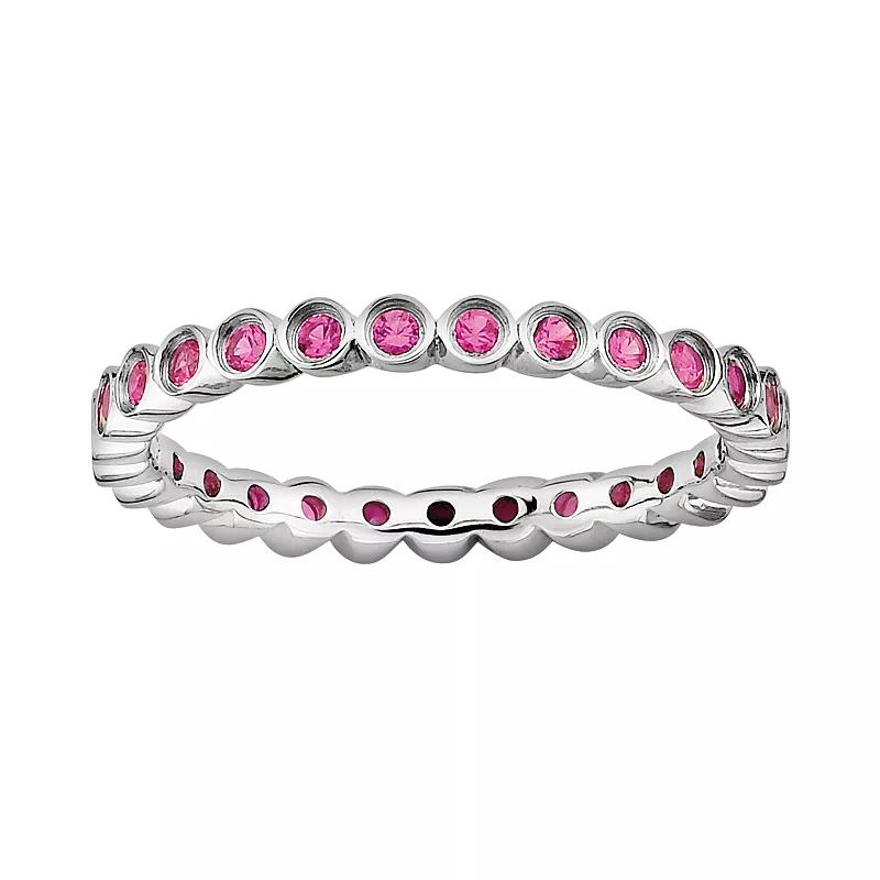 Stacks & Stones Sterling Silver Lab-Created Ruby Stack Ring, Women's,  Product Image