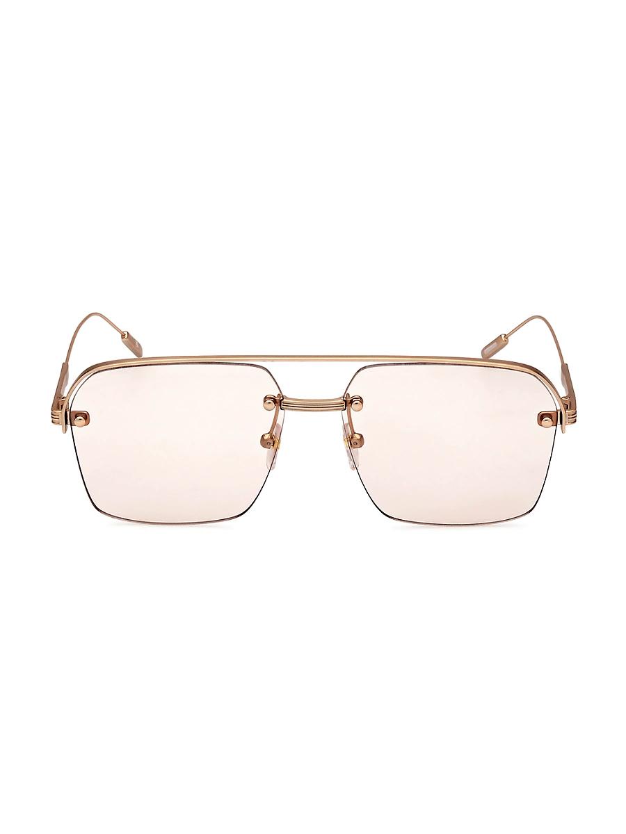 Mens 57MM Plastic Aviator Sunglasses Product Image