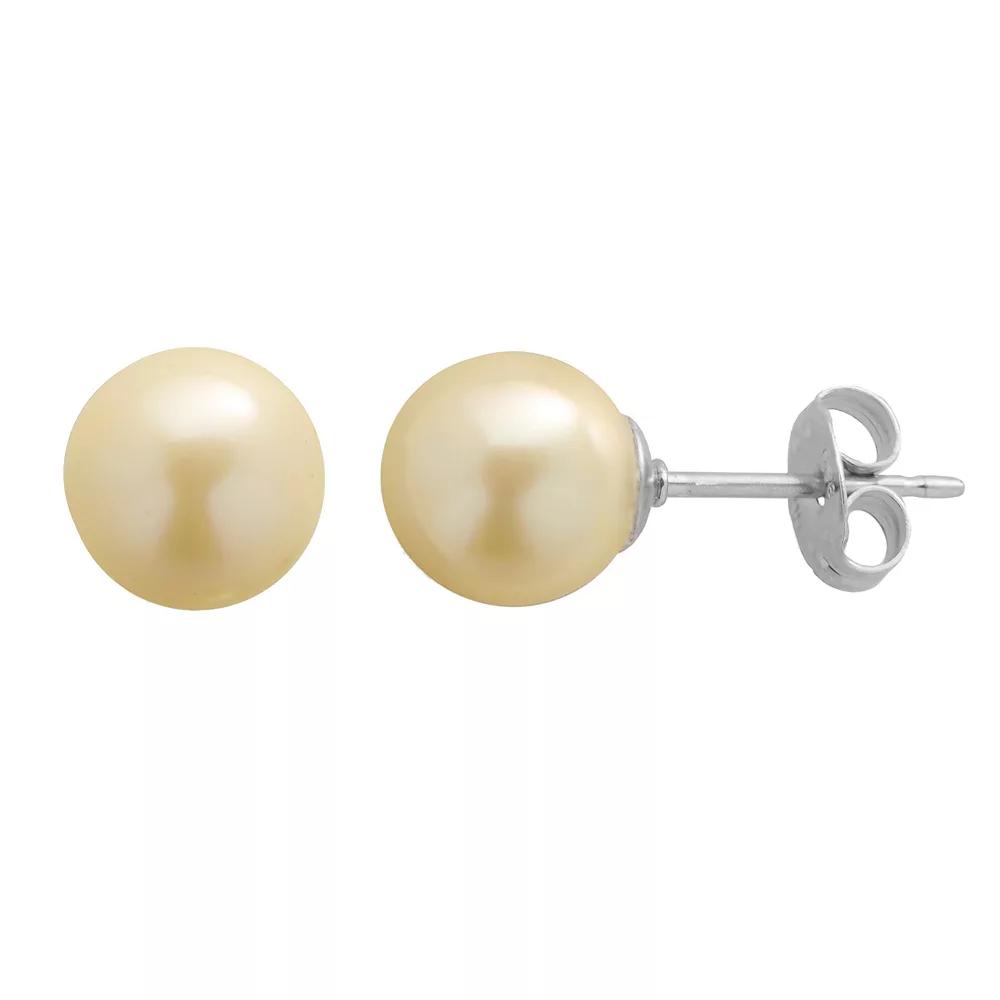 PearLustre by Imperial Dyed Freshwater Cultured Pearl Sterling Silver Stud Earrings, Women's, Light Yellow Product Image