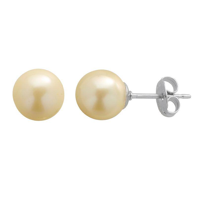 PearLustre by Imperial Dyed Freshwater Cultured Pearl Sterling Silver Stud Earrings, Women's, Light Yellow Product Image