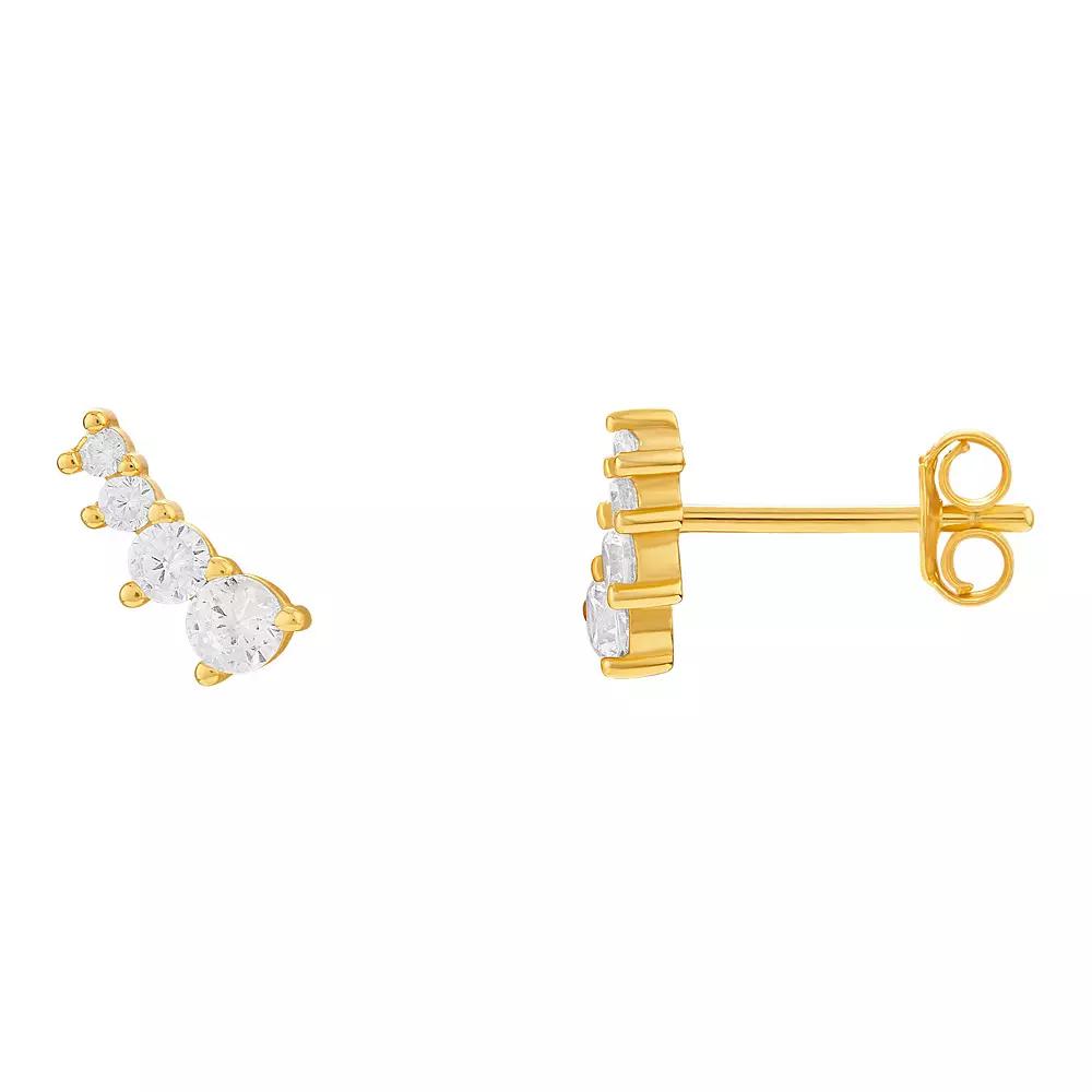 PRIMROSE Sterling Silver Cubic Zirconia Graduated Curved Stud Earrings, Women's, Silver Tone Product Image