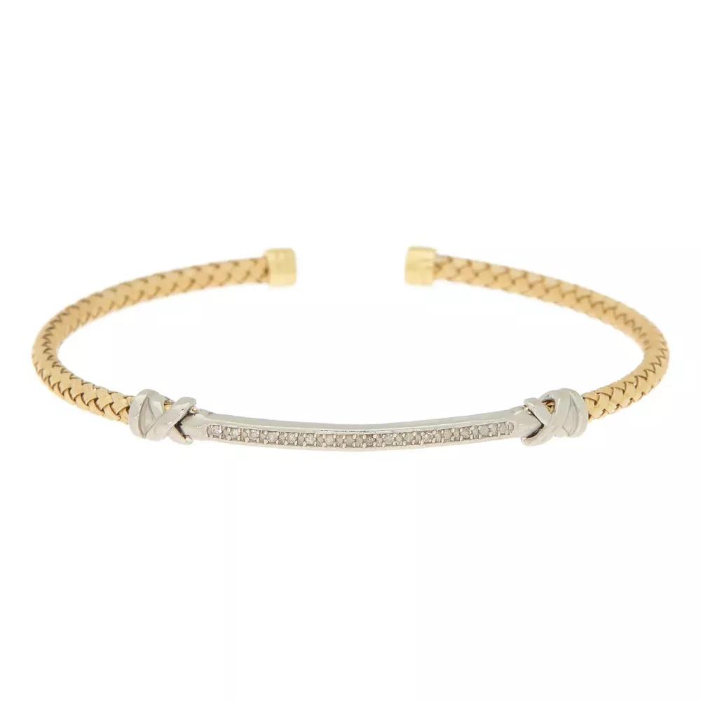 Meshmerise 1/6 Carat T.W. Diamond Bar Accent Cuff Bracelet, Womens Gold Tone Product Image