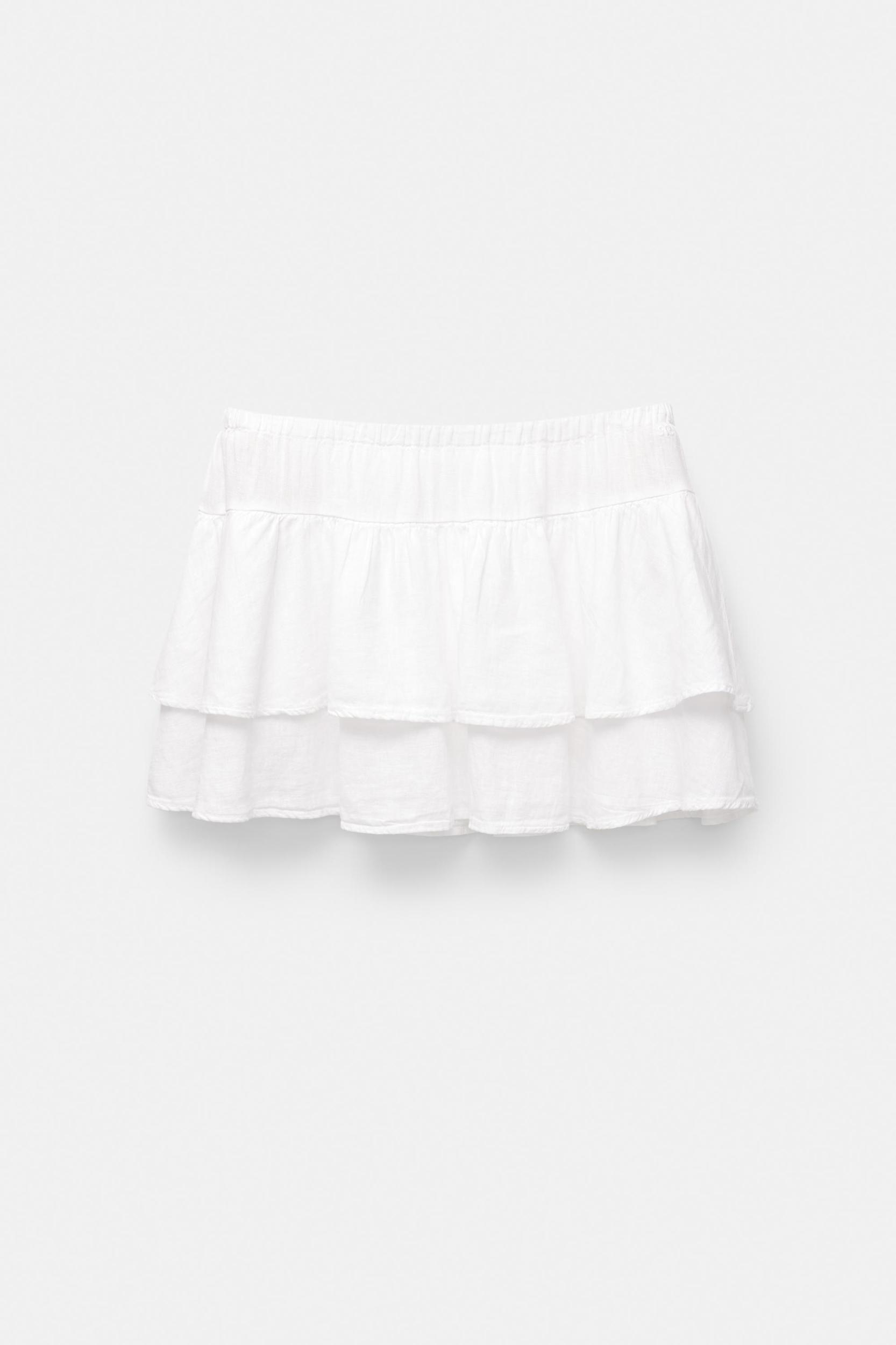 Ruffled linen blend mini skirt Product Image