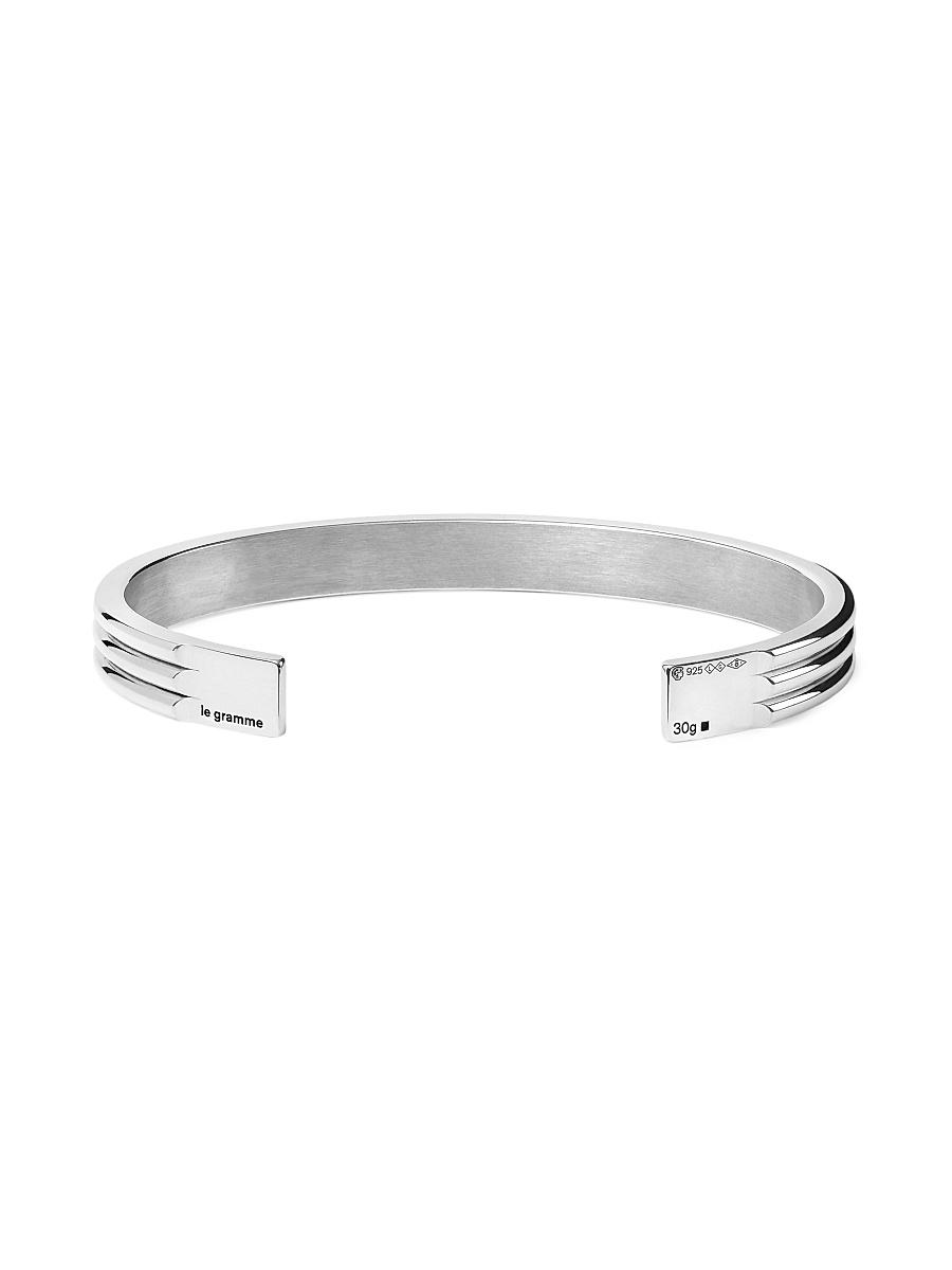 Mens Unisex 30G Polished Sterling Silver Godron Ribbon Bracelet Product Image