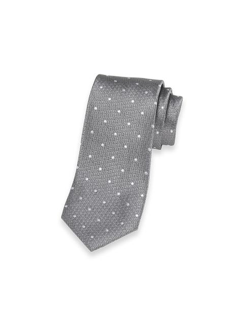 Dot Woven Silk Tie - Silver Product Image