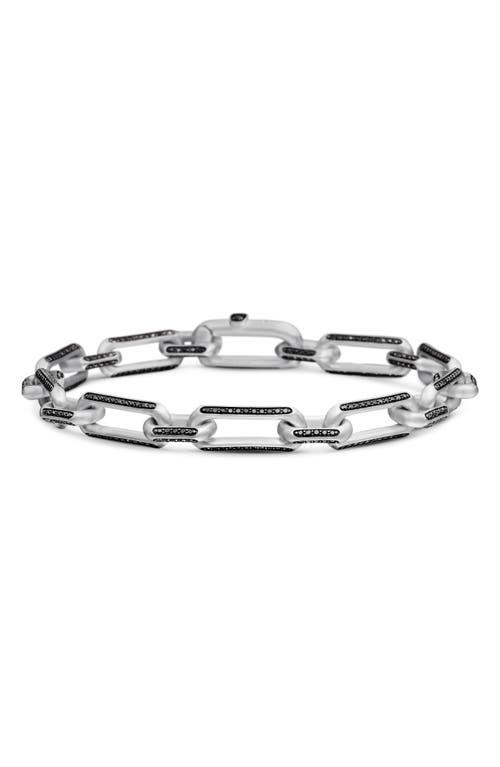 David Yurman Mens Elongated Open Link Chain Bracelet in Sterling Silver with Black Diamonds, 8mm Product Image