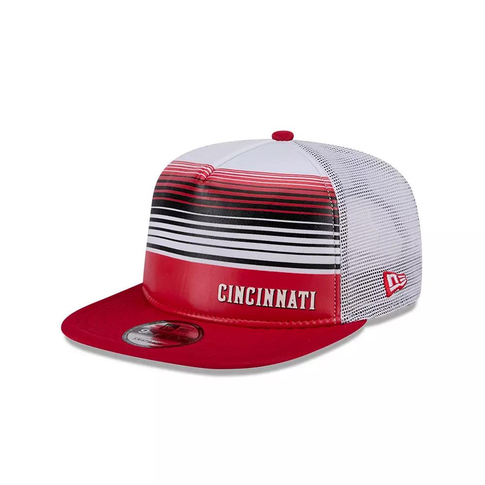 Men's New Era Red Cincinnati Reds Team Horizon 9FIFTY A-Frame Trucker Snapback Hat, Red Red Product Image