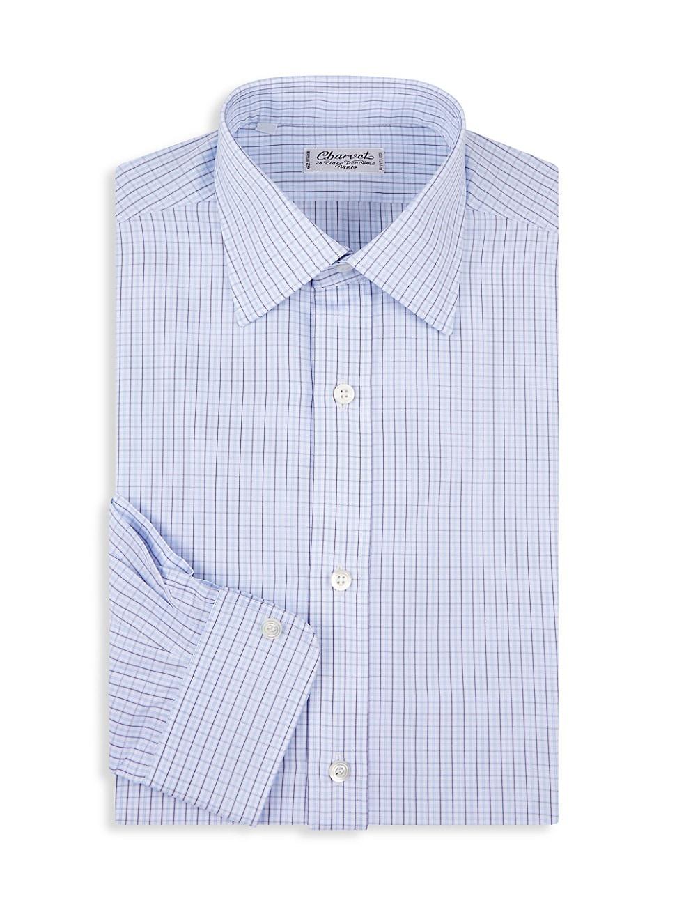 Mens Plaid Grid Cotton Dress Shirt Product Image