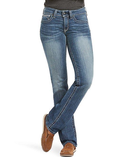 Ariat Stretch Denim Mid Rise Straight Leg Jeans Product Image