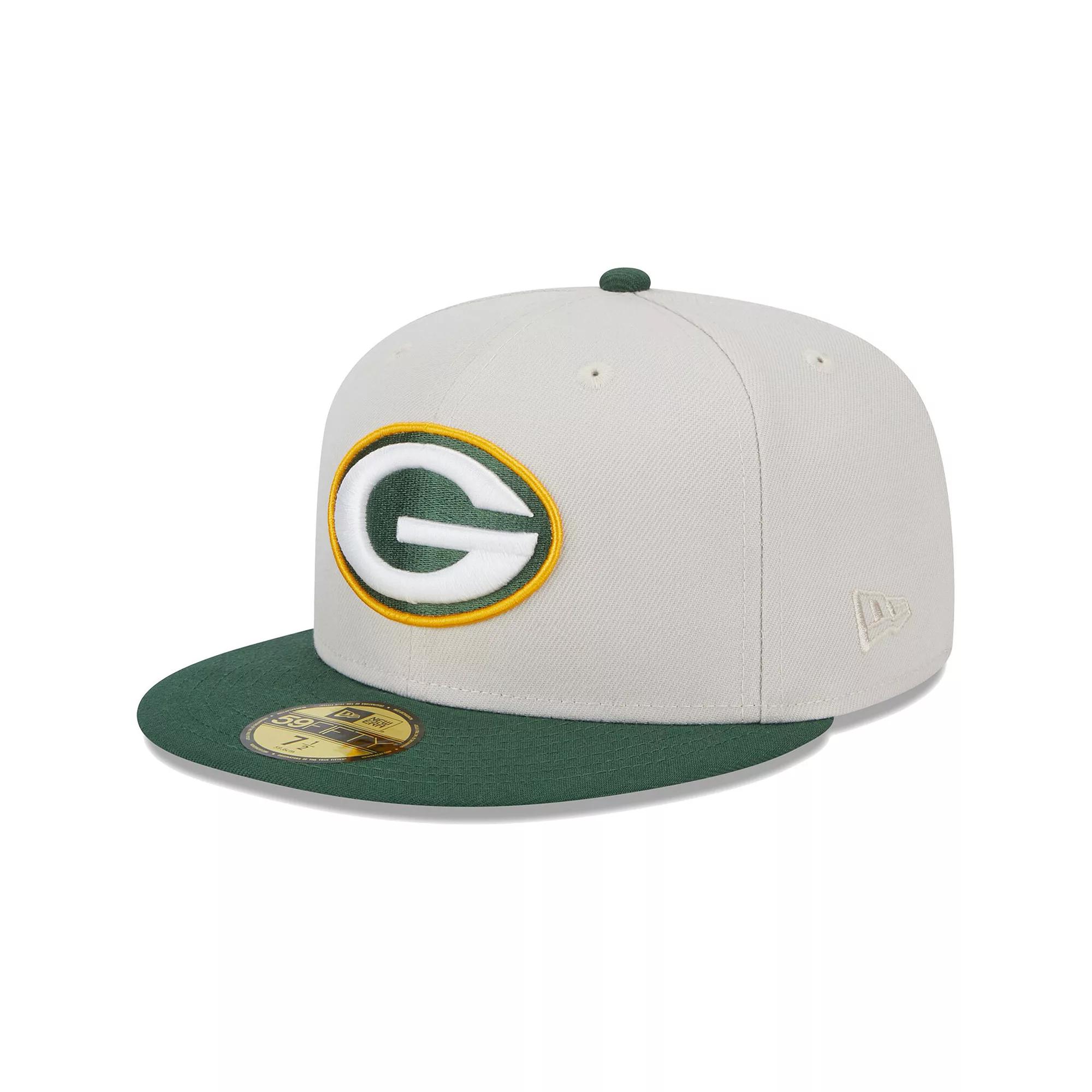 Men's New Era Khaki/Green Green Bay Packers Super Bowl Champions Patch 59FIFTY Fitted Hat, Size: 7 1/2, Beig K Product Image
