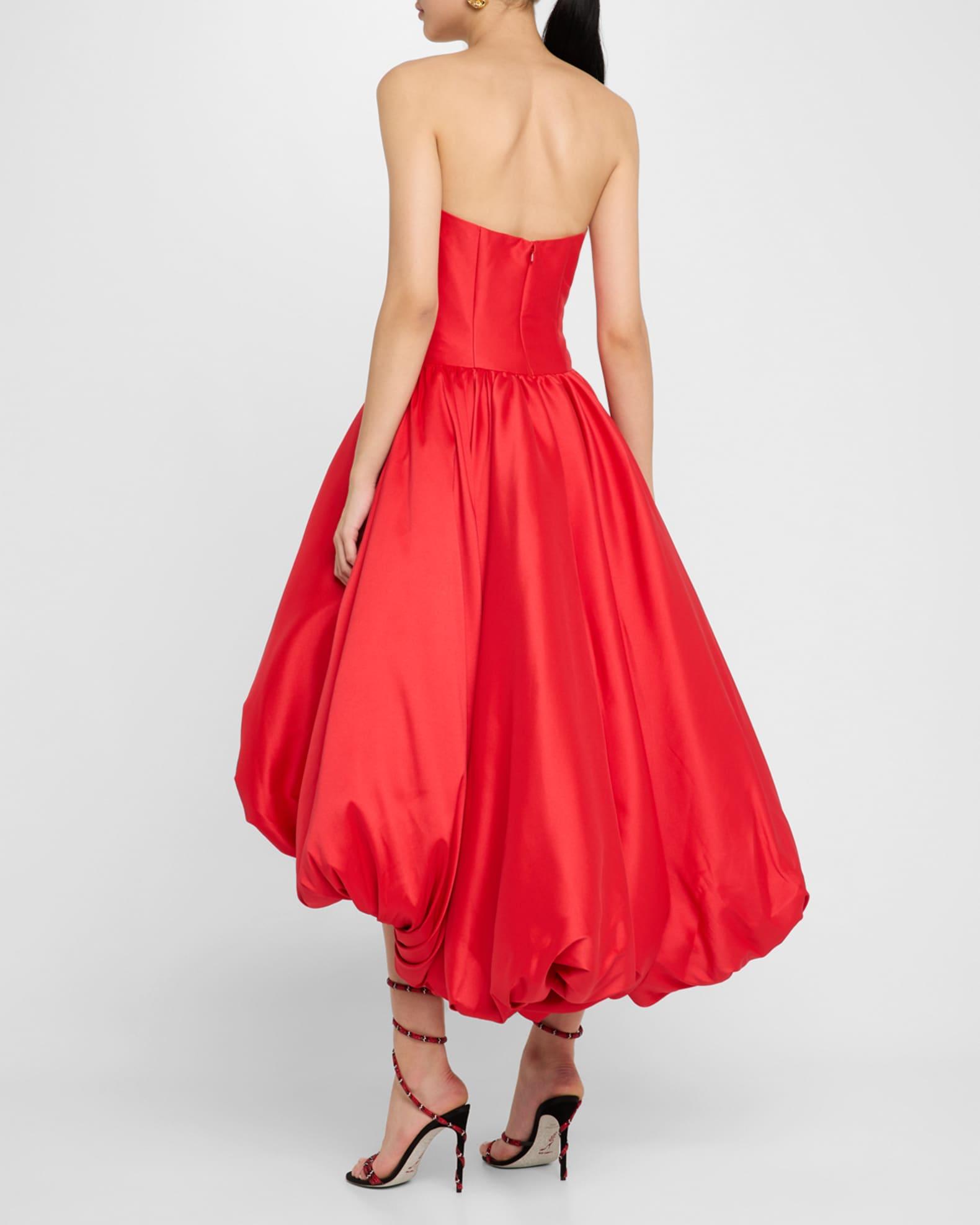 Strapless Bubble-Skirt Tea-Length Dress Product Image