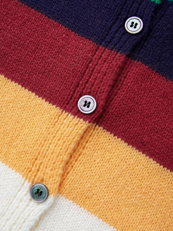 Contrast Color Rainbow Stripe Cardigan Product Image
