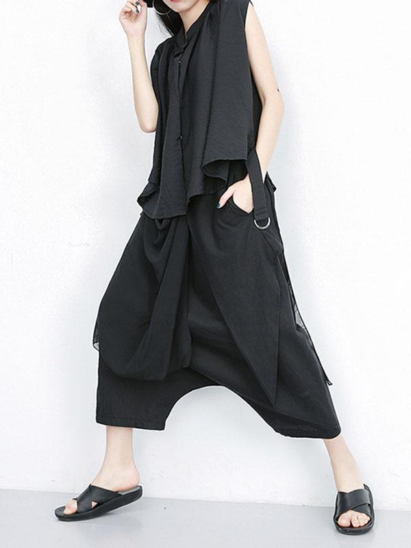 Harem Pants Loose Pleated Solid Color Ninth Pants Product Image