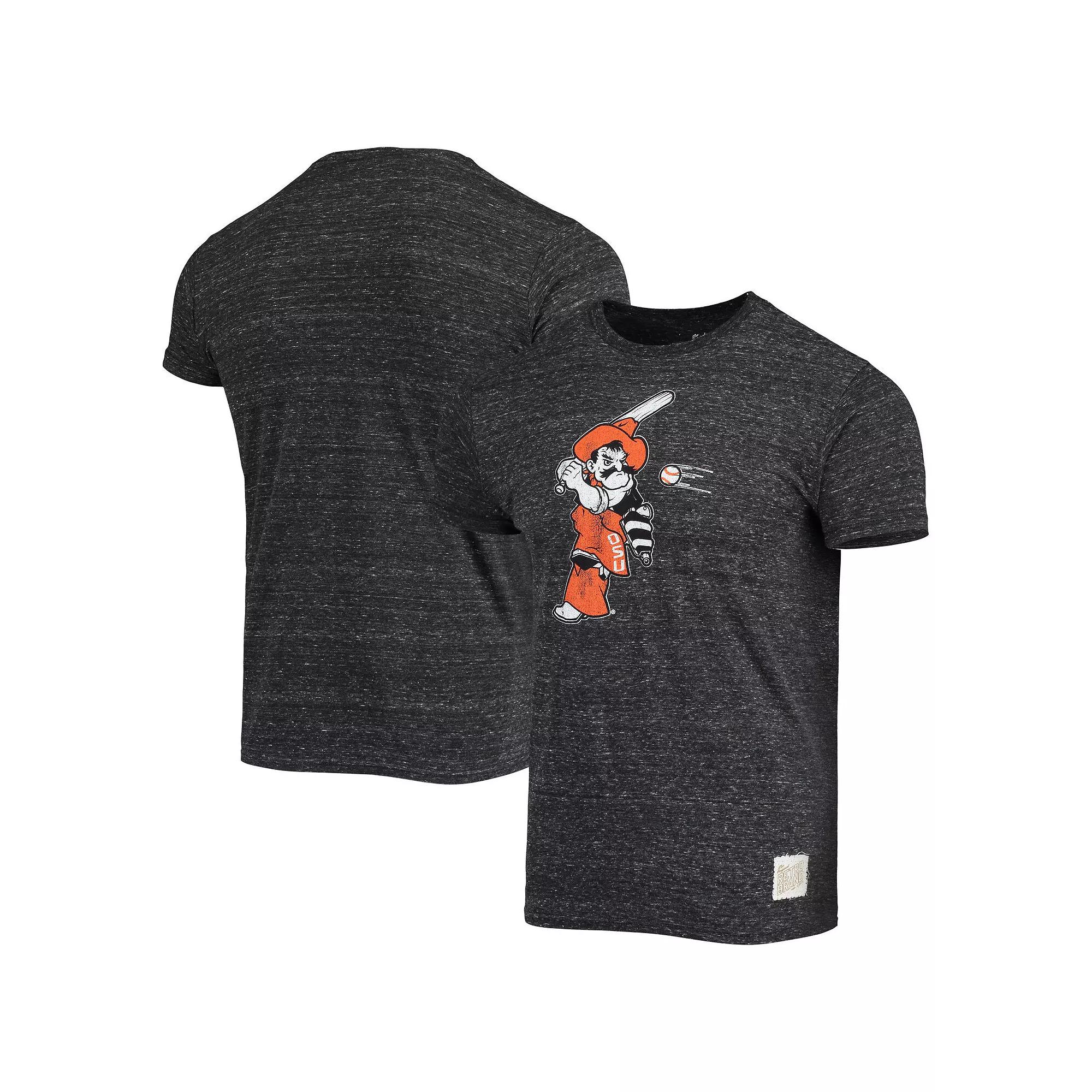 Men's Original Retro Brand Black Oklahoma State Cowboys Batter Slub Vintage Tri-Blend T-Shirt,  Product Image