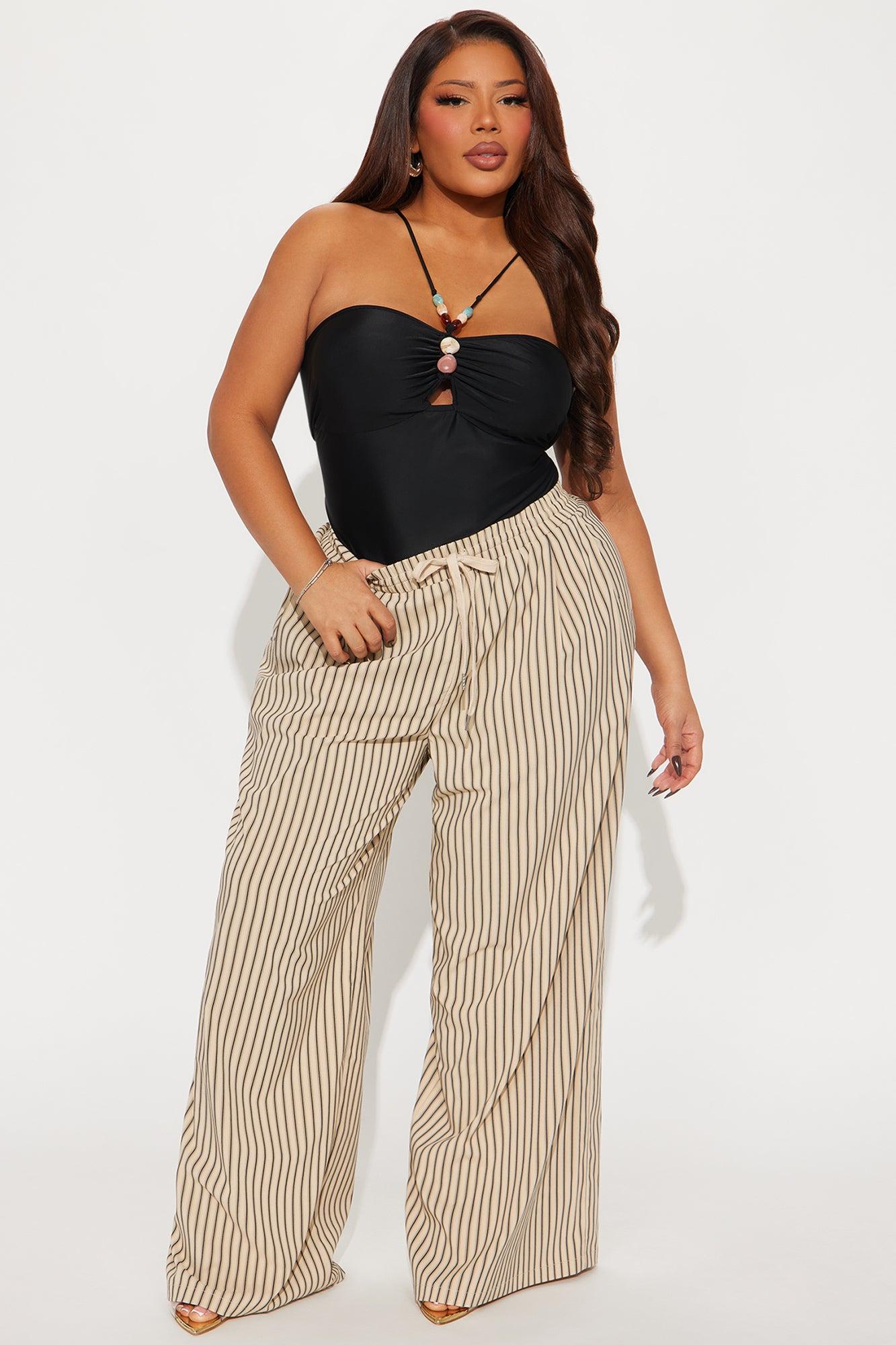Timothy Striped Wide Leg Pant - Mocha Product Image
