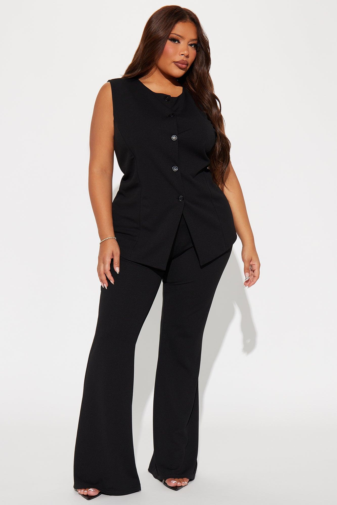 Office Sweetheart Vest Pant Set - Black Product Image