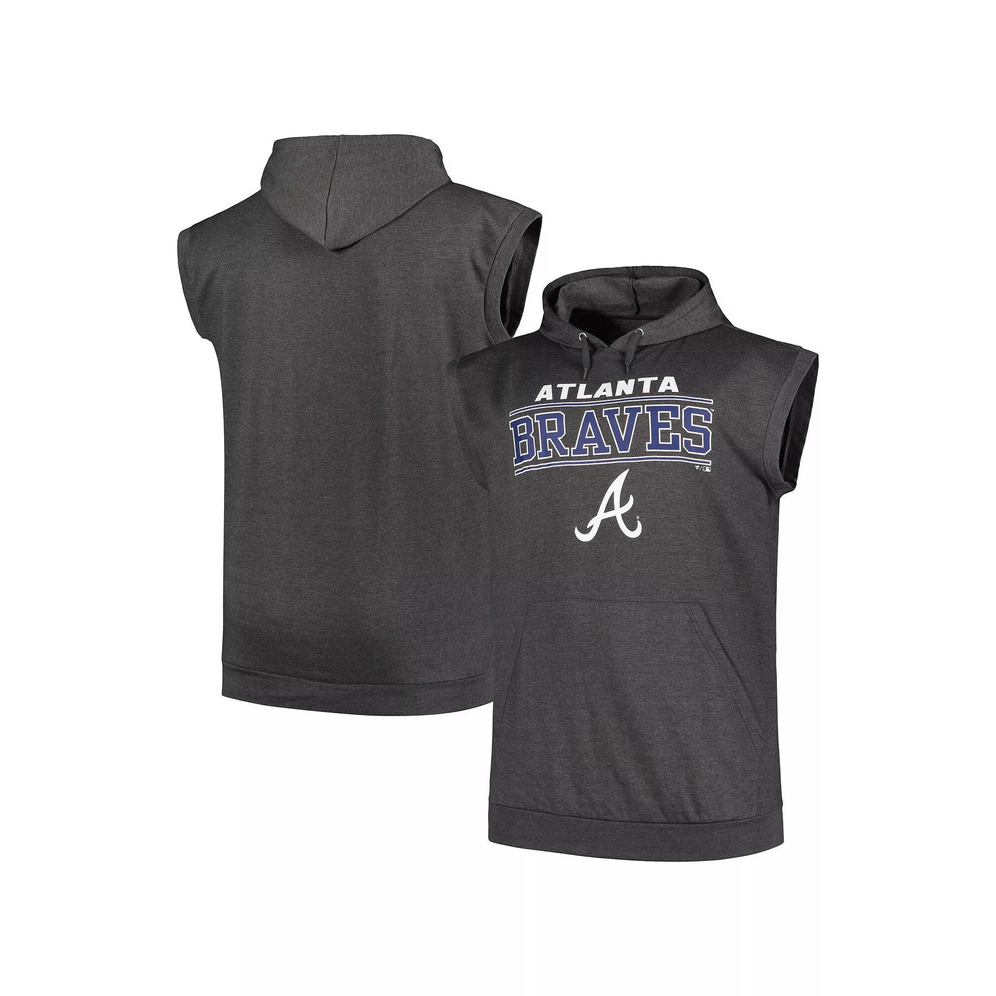 Men's Profile Heather Charcoal Atlanta Braves Big & Tall Muscle Sleeveless Pullover Hoodie,  Product Image