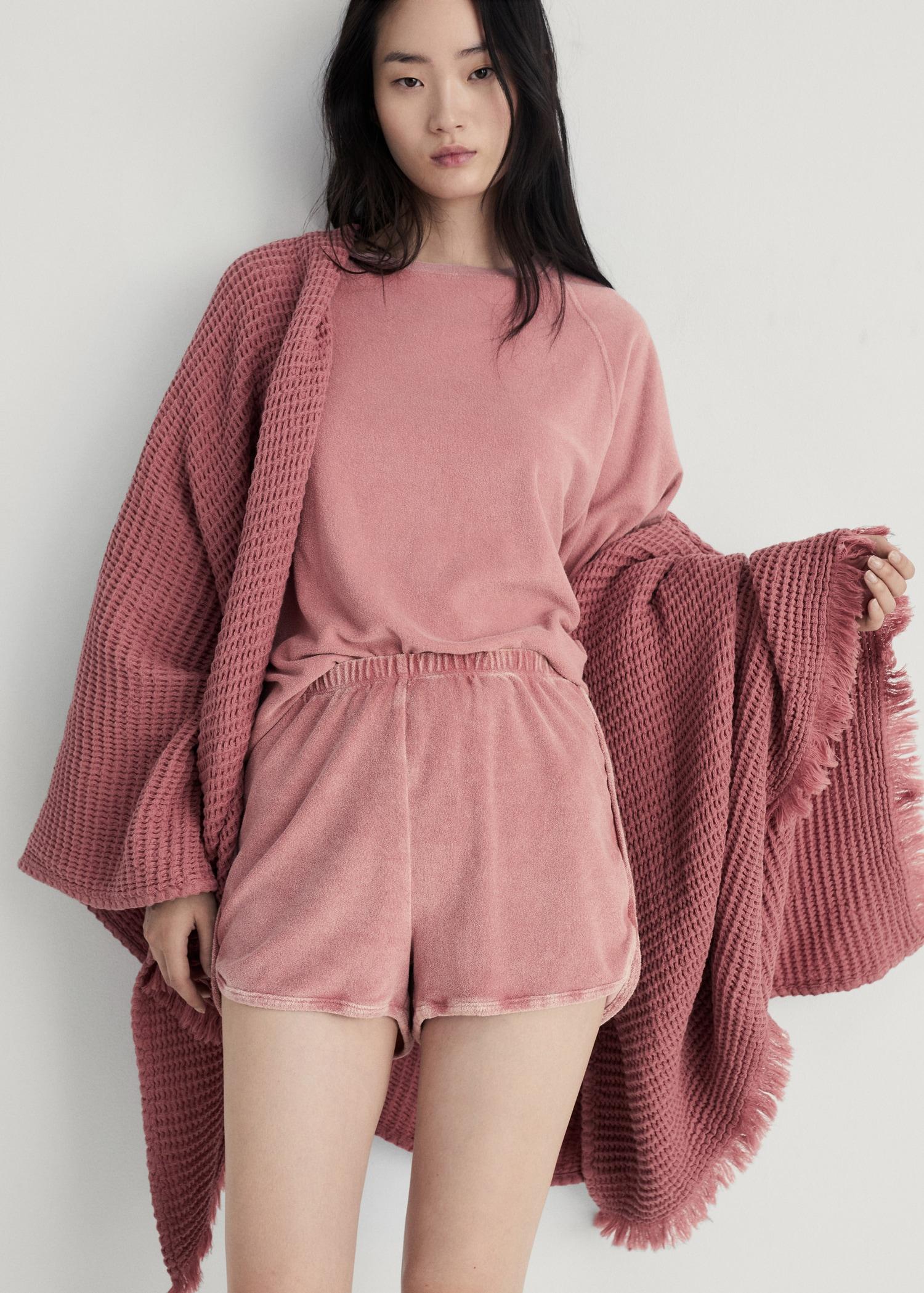 Terry cotton overdyed shorts - Women | MANGO USA Product Image