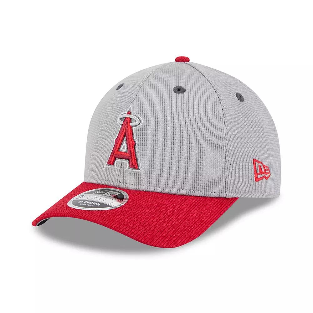 Men's New Era  Gray/Red Los Angeles Angels 2025 Batting Practice 9FORTY M-Crown Adjustable Hat, Grey Product Image