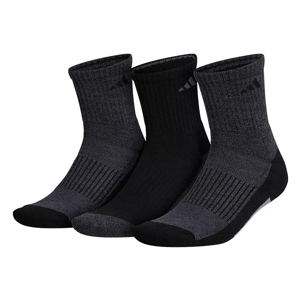 Men's adidas 3-pack Cushioned Mid-Crew Socks, Size: 6-12, Black Onix Gray Product Image