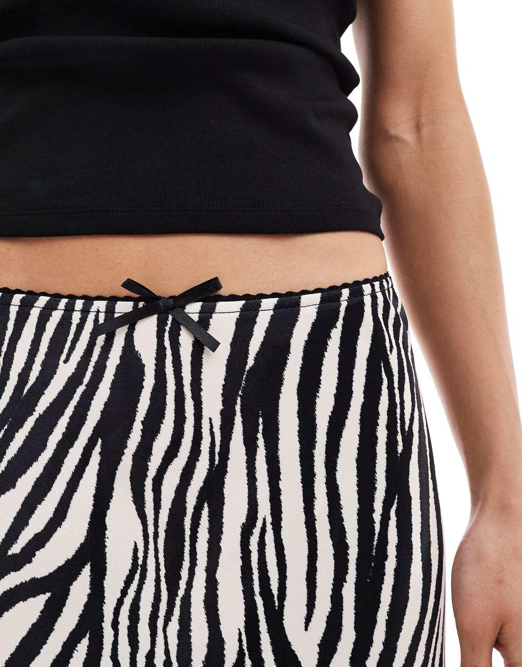 Miss Selfridge satin bias cut maxi skirt in zebra Product Image