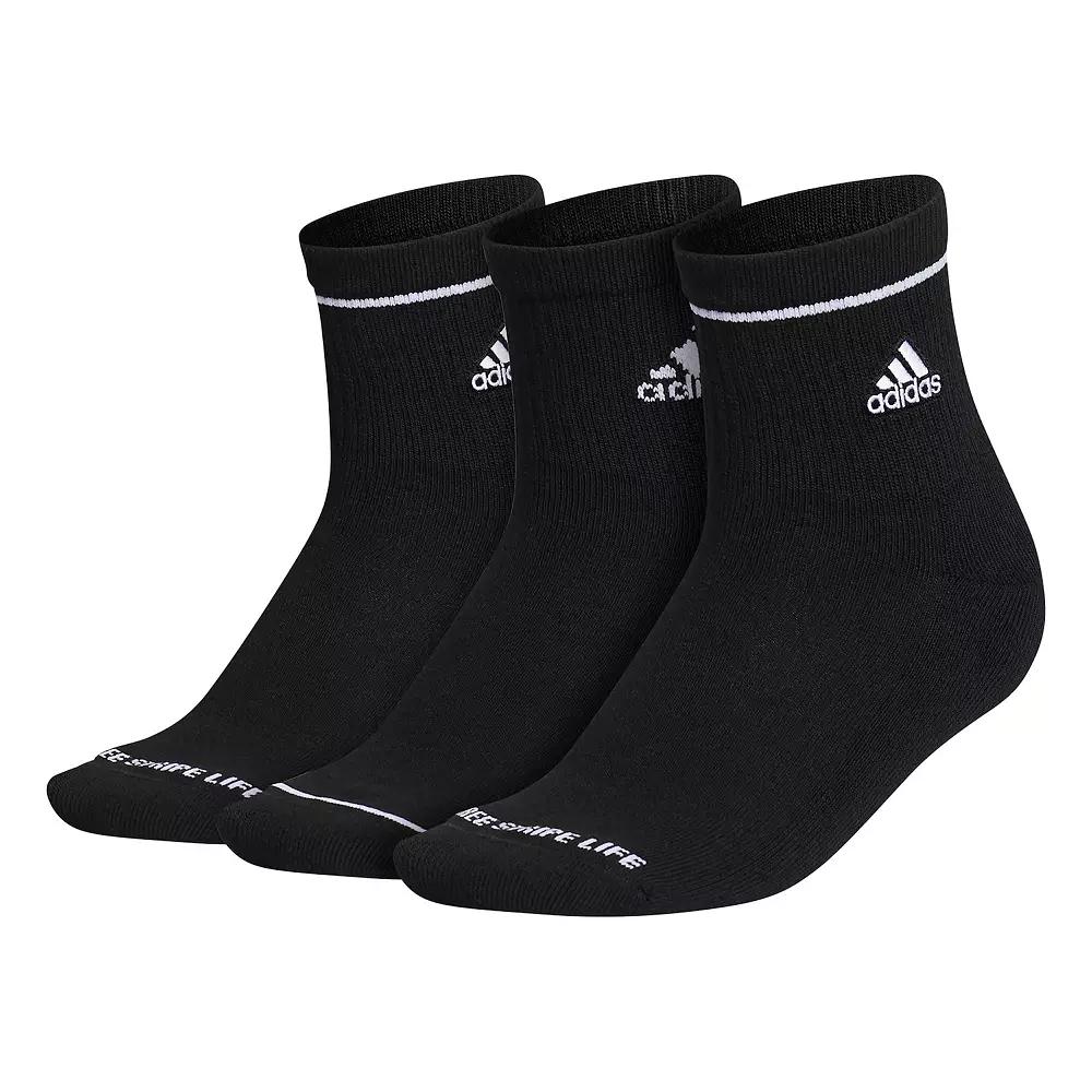 Women's adidas Cushioned Sport 2.0 3-Pack High Quarter Socks, Size: 9-11, Black Product Image