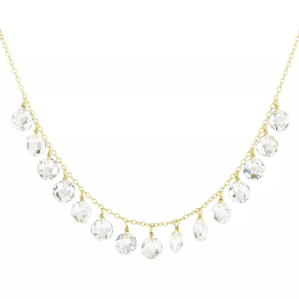 Jewelmak 14k Gold White Topaz Necklace, Women's, Size: 17" Product Image
