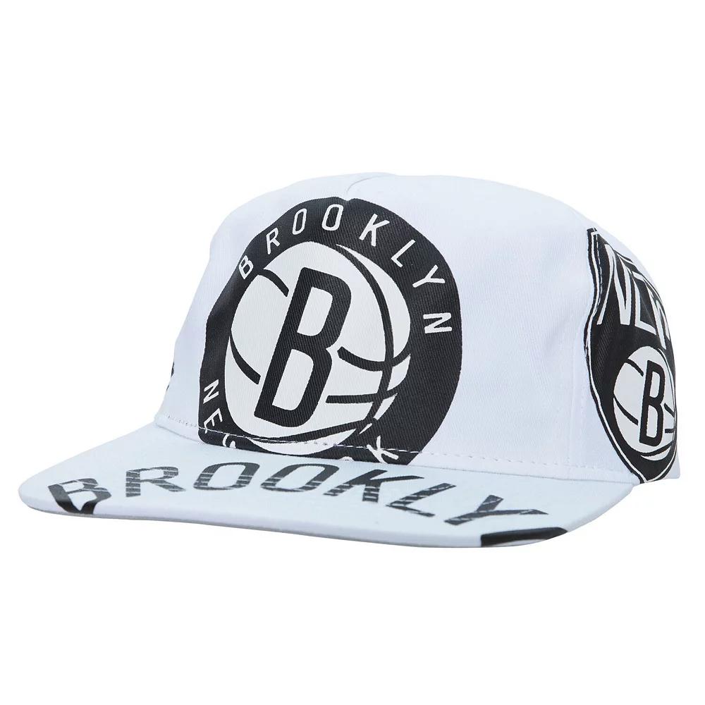 Men's Mitchell & Ness  White Brooklyn Nets Hardwood Classics In Your Face Deadstock Snapback Hat Product Image