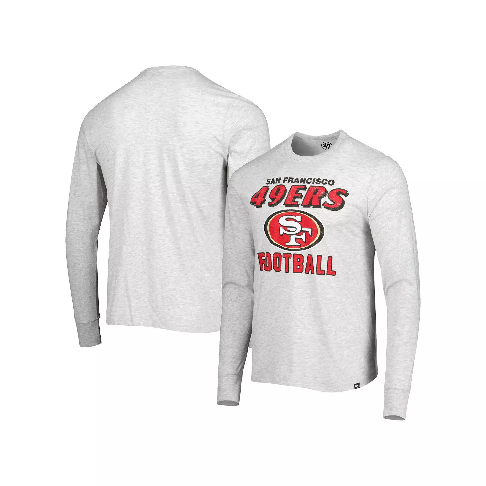 Men's '47 Heathered Gray San Francisco 49ers Dozer Franklin Long Sleeve T-Shirt,  Product Image