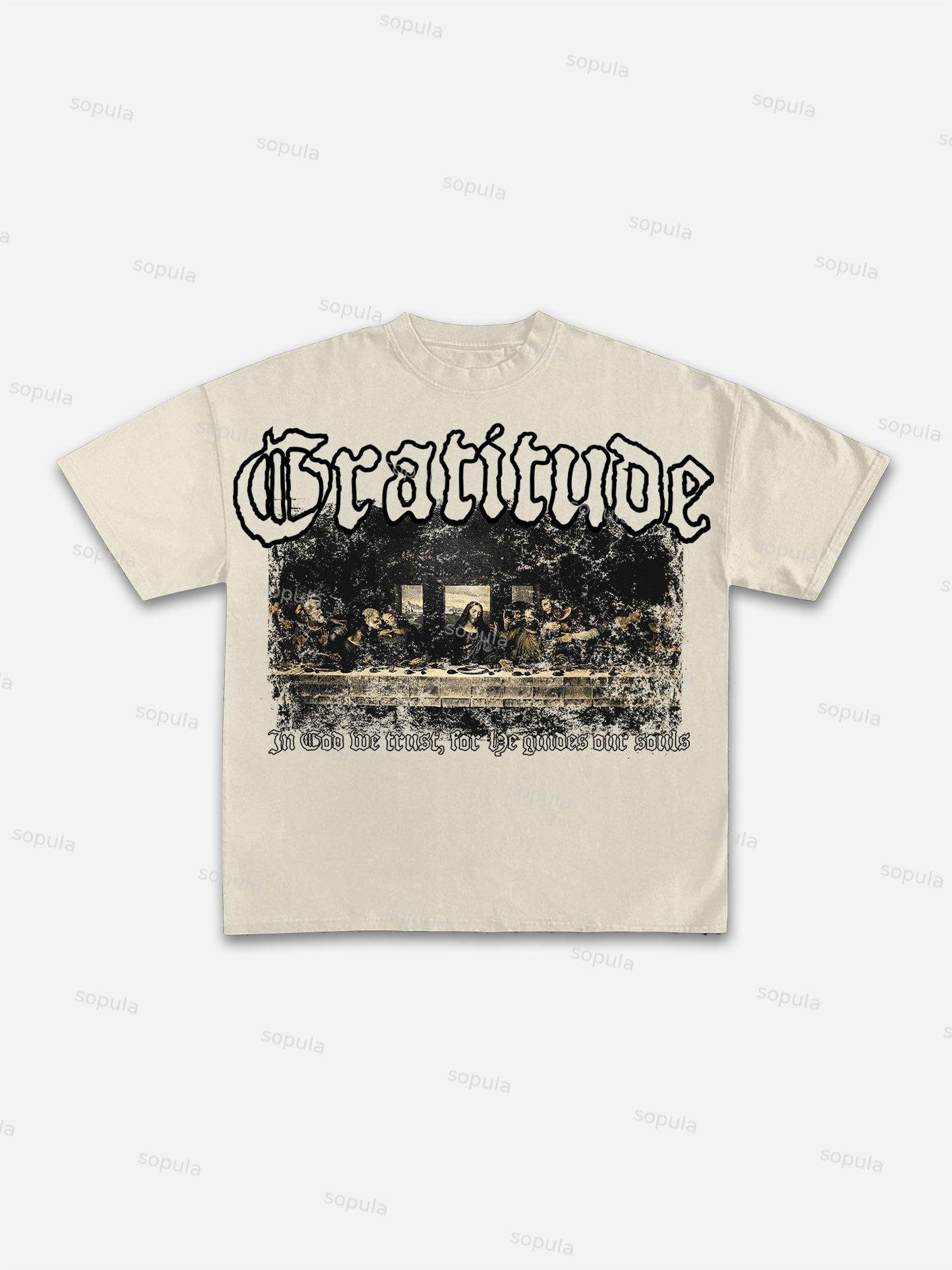 The Last Supper Vintage Graphic Cotton T-shirt Product Image