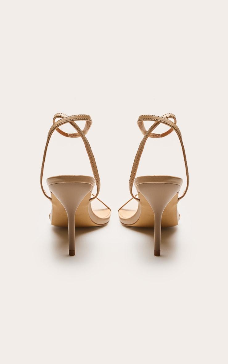 Nude Pu Point Toe Barley There Stiletto Heeled Sandals Product Image