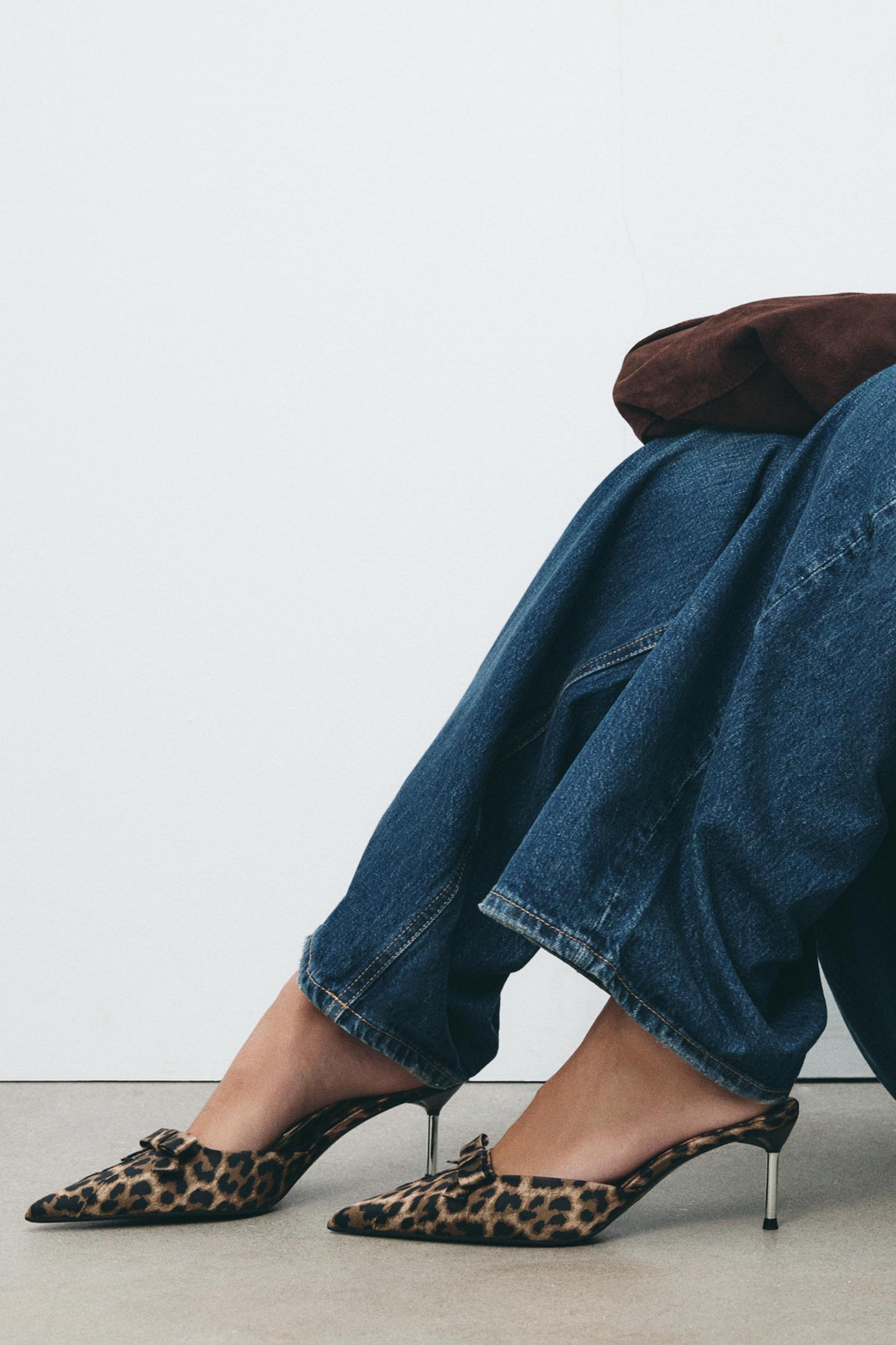 ANIMAL PRINT BOW HIGH HEEL MULES Product Image