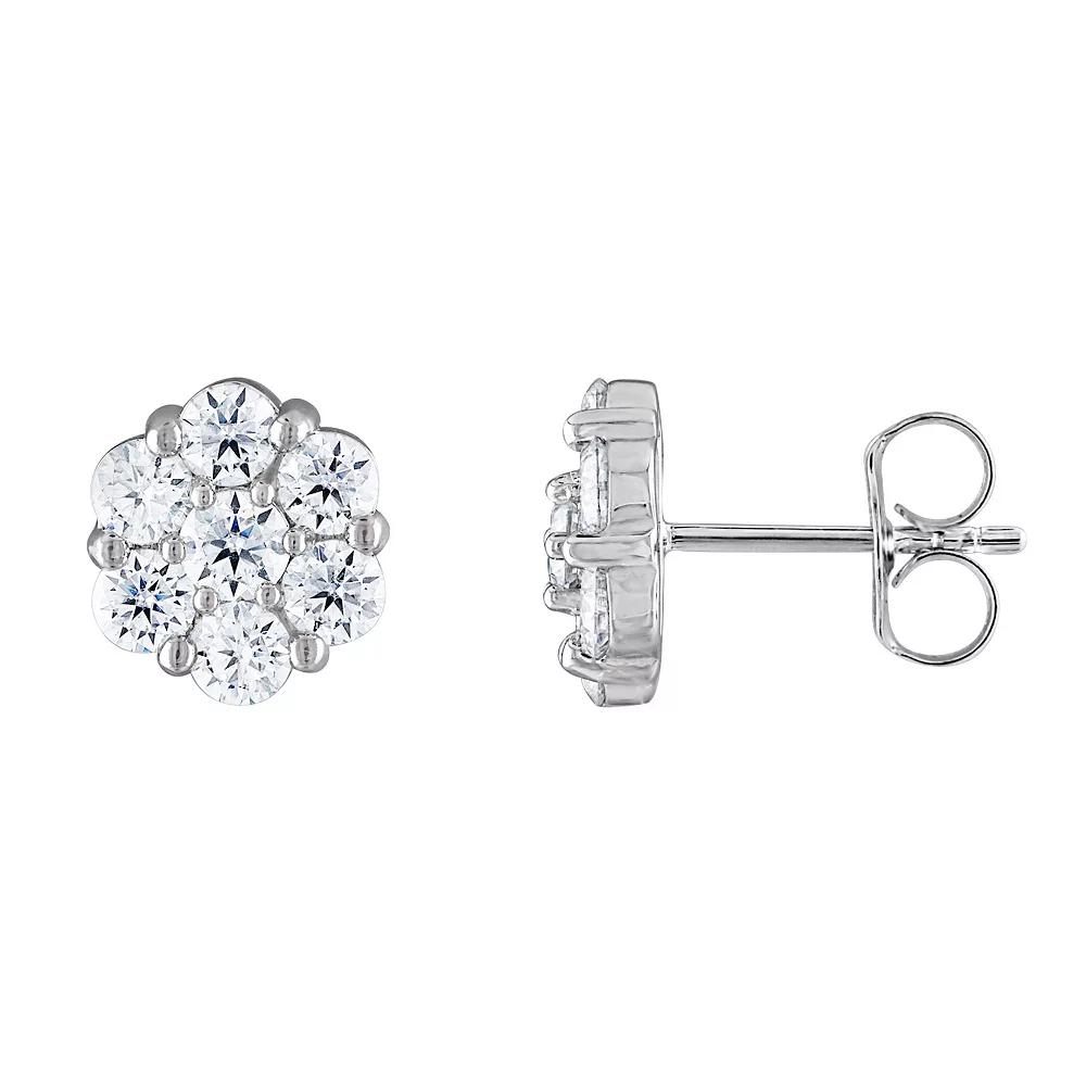 White Lotus Sterling Silver 3 Carat T.W. Lab-Created Moissanite Flower Stud Earrings, Women's Product Image