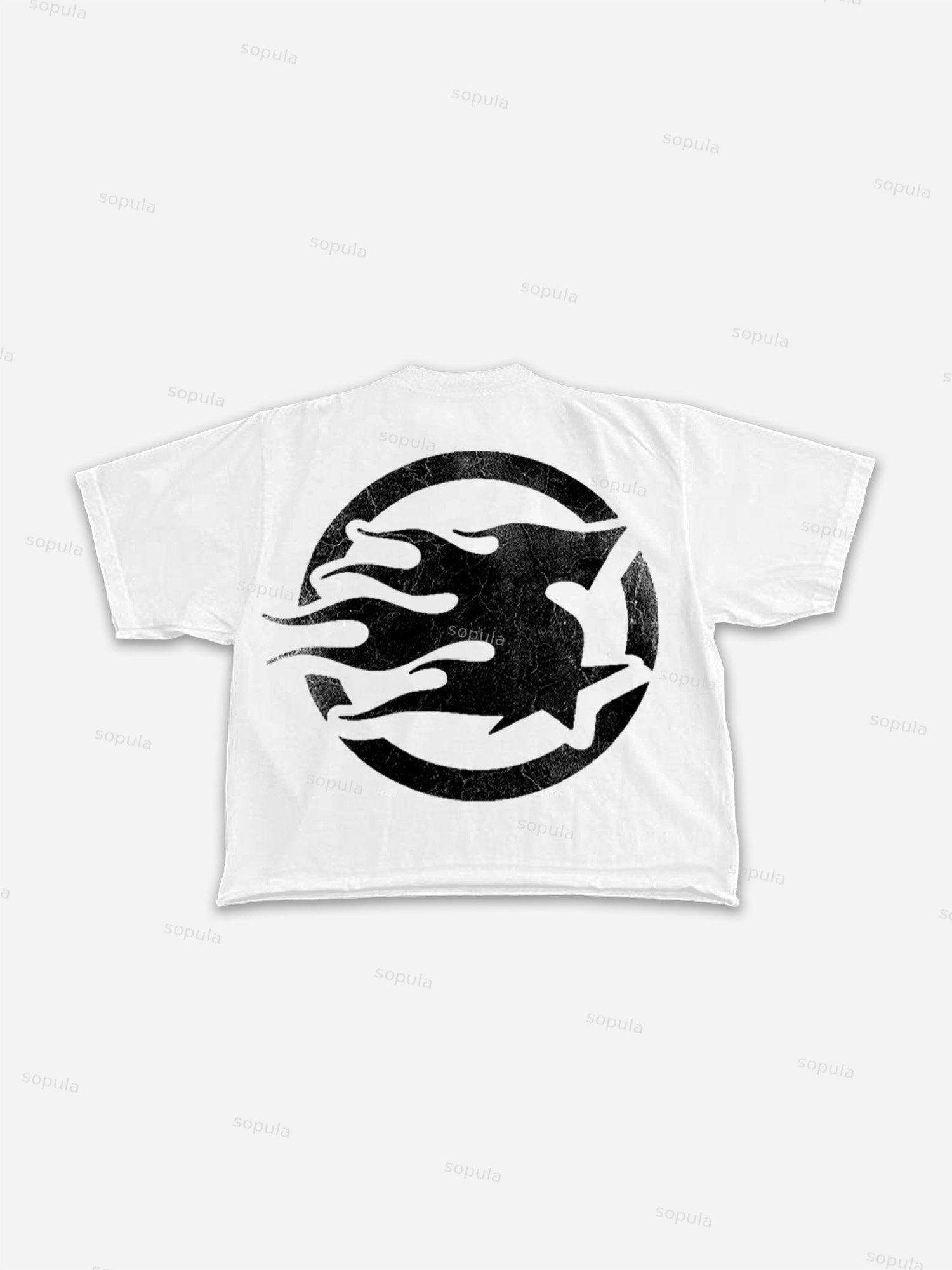 Street Metal Braces Vintage Lips Graphic Cropped T-shirt Product Image