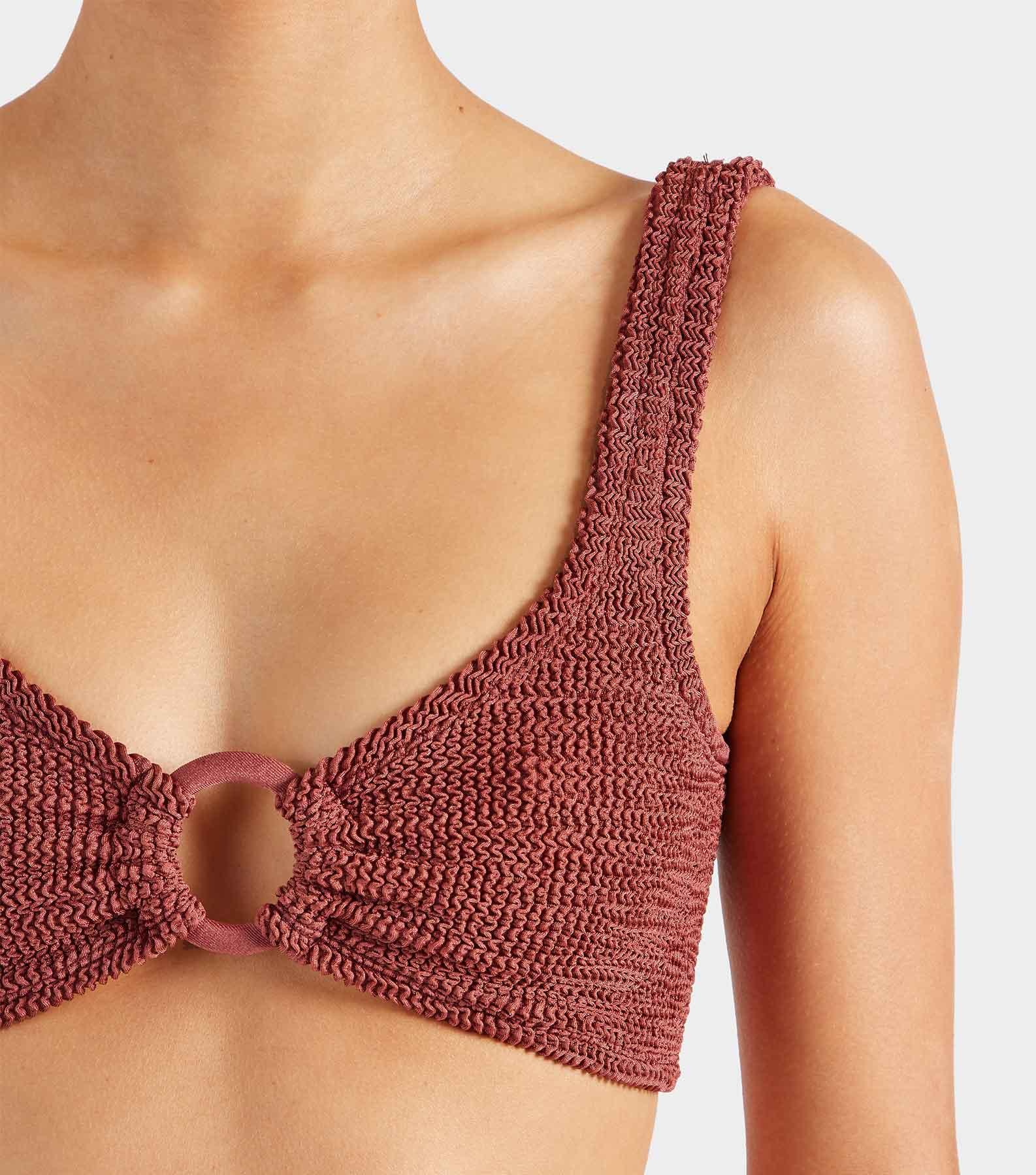 Julia Bikini With Tonal Hoops - Metallic Rosewood Product Image