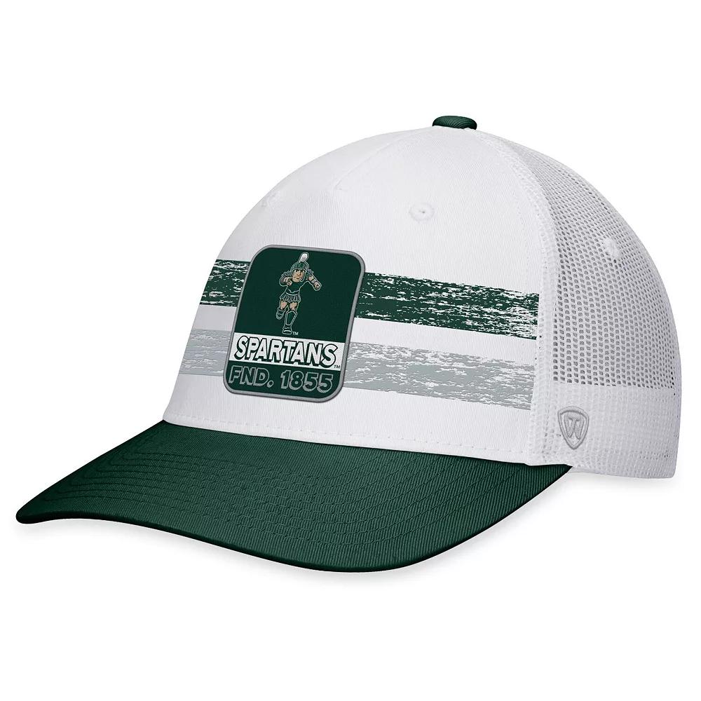 Men's Top of the World White/Green Michigan State Spartans Retro Fade Snapback Hat Product Image